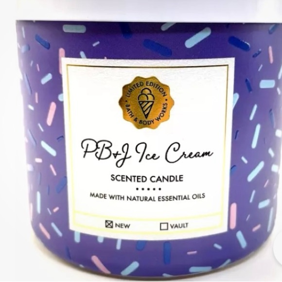 Bath & Body Works PB&J Ice Cream 3-wick candle Limited Edition *Sold out at BBW* - Picture 2 of 10